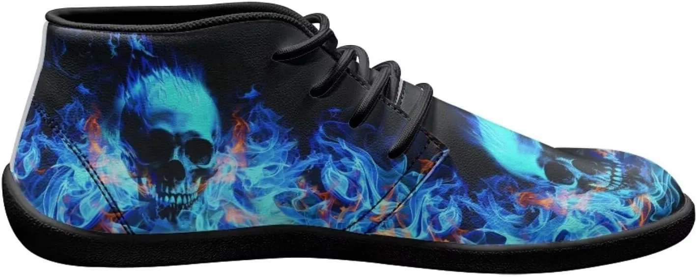 Wide Toe Skull Print Barefoot Shoes for Men - Cross Training Running Shoes with Rubber Sole