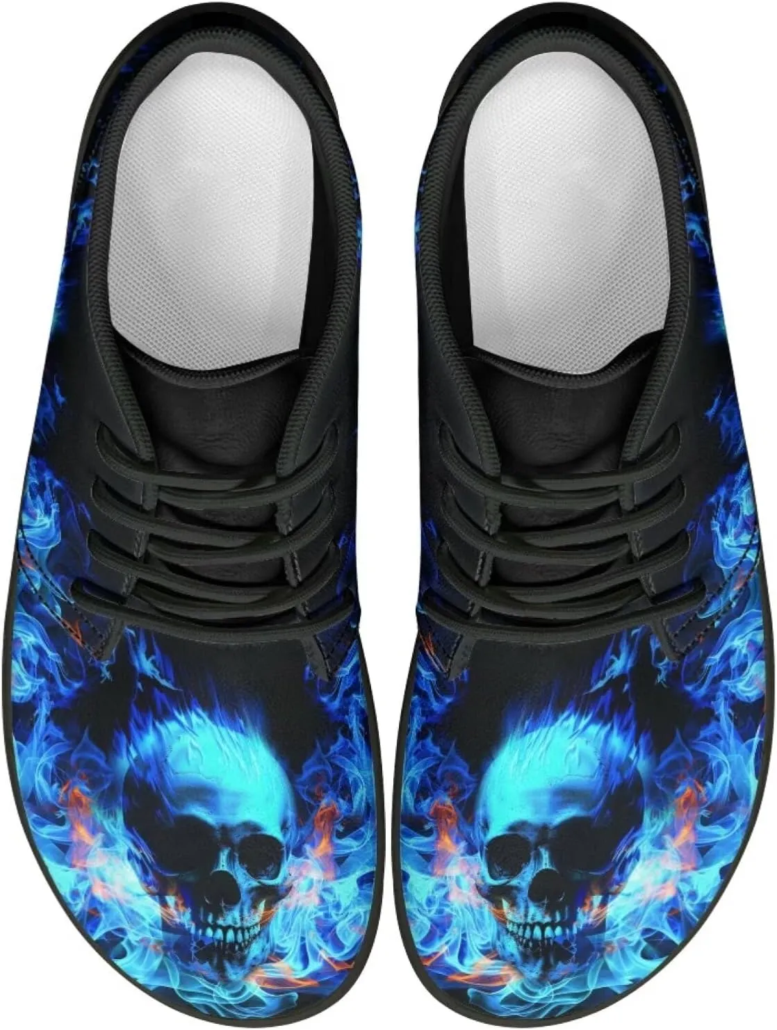 Wide Toe Skull Print Barefoot Shoes for Men - Cross Training Running Shoes with Rubber Sole