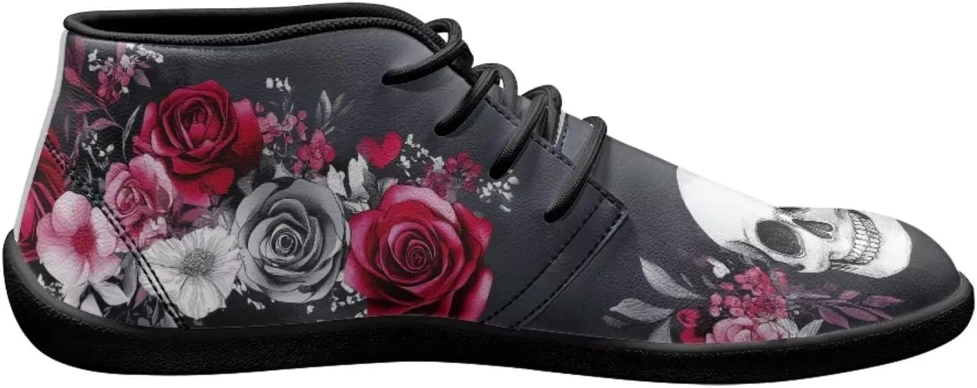 Wide Toe Skull Print Barefoot Shoes for Men - Cross Training Running Shoes with Rubber Sole