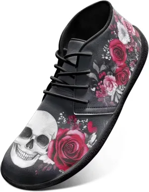 Wide Toe Skull Print Barefoot Shoes for Men - Cross Training Running Shoes with Rubber Sole