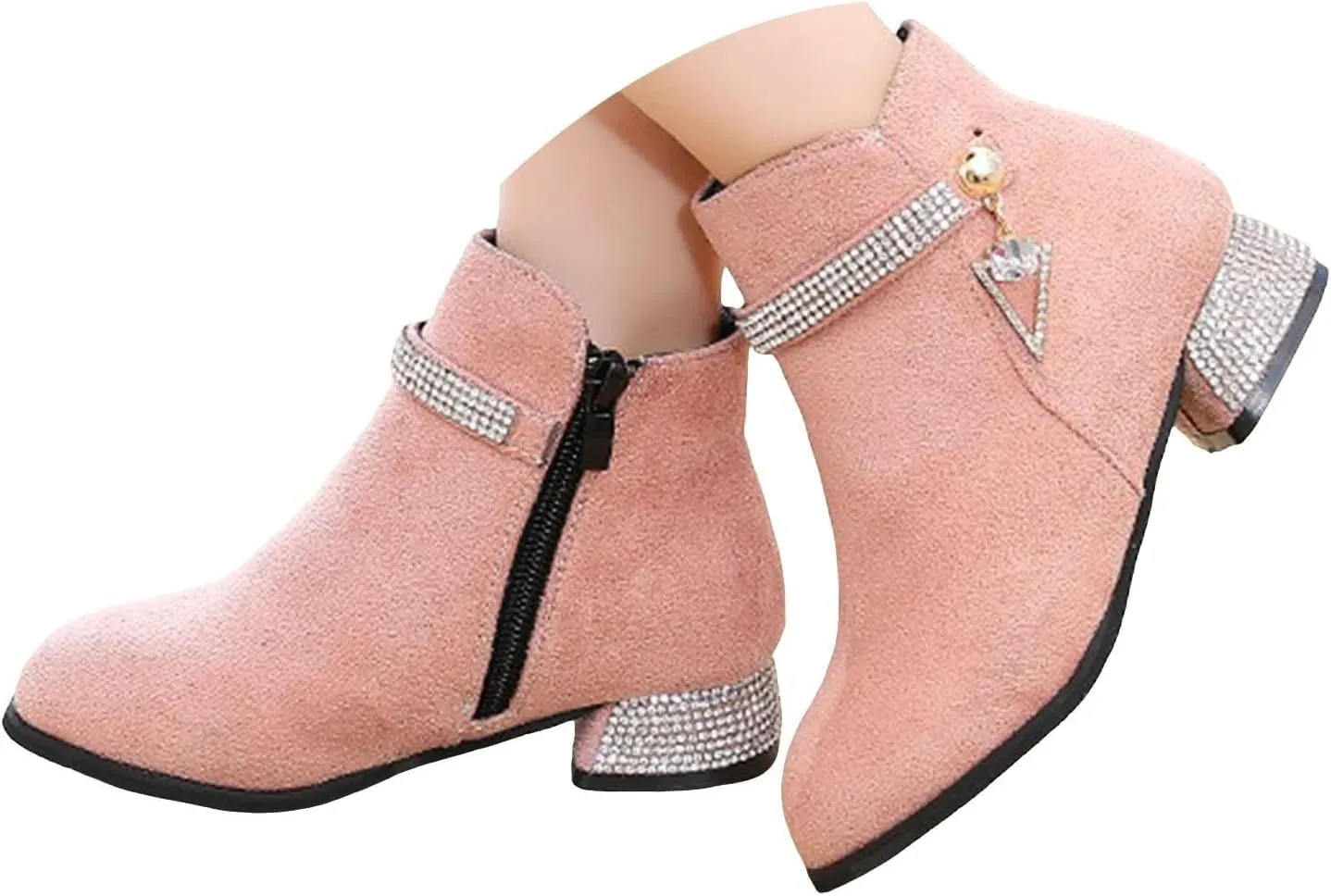 Winter Boots for Girls Dress Boots Ankle Boots Short Boots Ankle Boots Low Chunky Heel Side Zipper Dress Booties