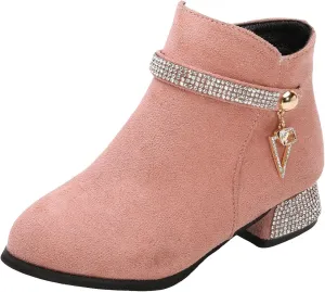 Winter Boots for Girls Dress Boots Ankle Boots Short Boots Ankle Boots Low Chunky Heel Side Zipper Dress Booties