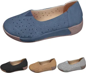 Womens Casual Loafers Shoes Slip On Hollow Out Breathable Walking Shoes Comfort Wear Shoe for Women Nurses Shoe Wide Width Dressy Vintage Closed Toe Sandals 2025 Fashion