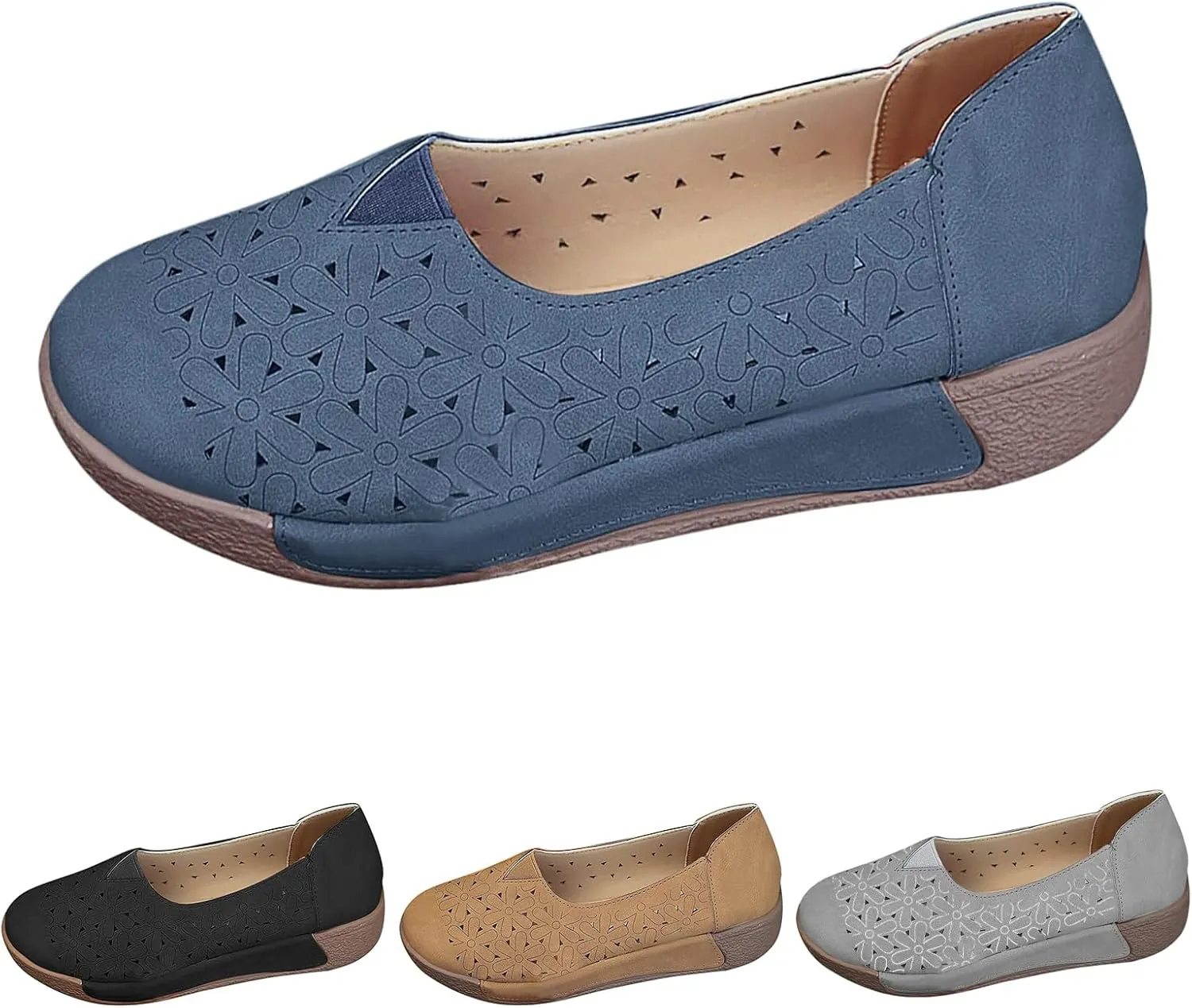 Womens Casual Loafers Shoes Slip On Hollow Out Breathable Walking Shoes Comfort Wear Shoe for Women Nurses Shoe Wide Width Dressy Vintage Closed Toe Sandals 2025 Fashion