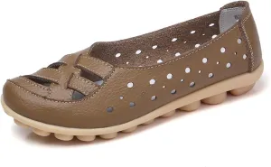 womens comfort sandals Breathable Leather Hollow Out Loafer Flats Summer Slip-On Cutout Sandals Casual Round Toe Orthopedic Loafers Fashion Soft Shoes