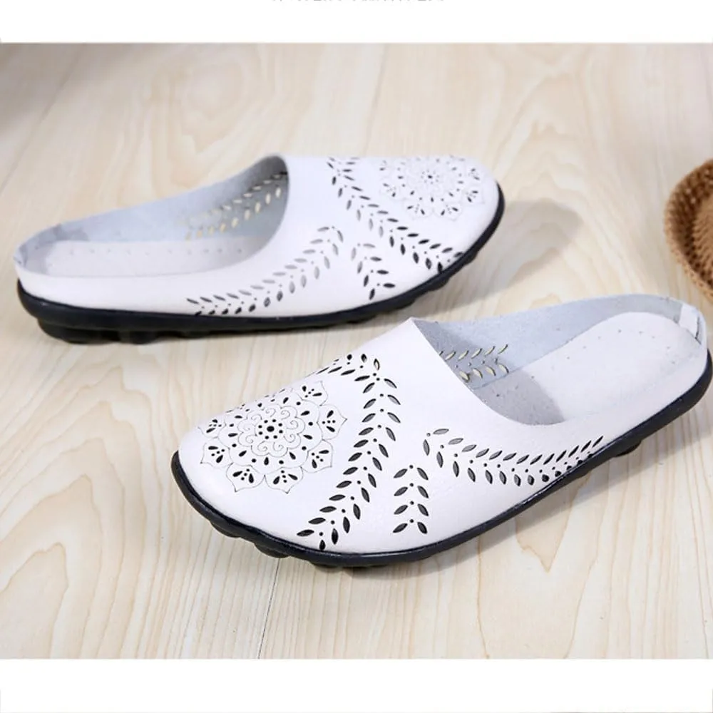 Womens Comfort Walking Flat Shoe Summer Closed Toe Breathable Mesh Loafers Sandals Hollow Out Moccasins Wild Driving Slip-on Boat Shoes