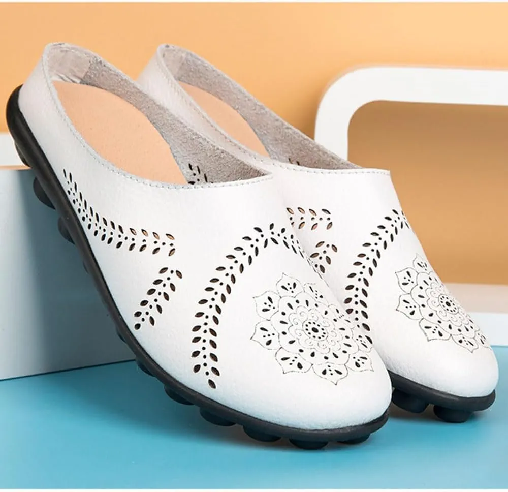 Womens Comfort Walking Flat Shoe Summer Closed Toe Breathable Mesh Loafers Sandals Hollow Out Moccasins Wild Driving Slip-on Boat Shoes