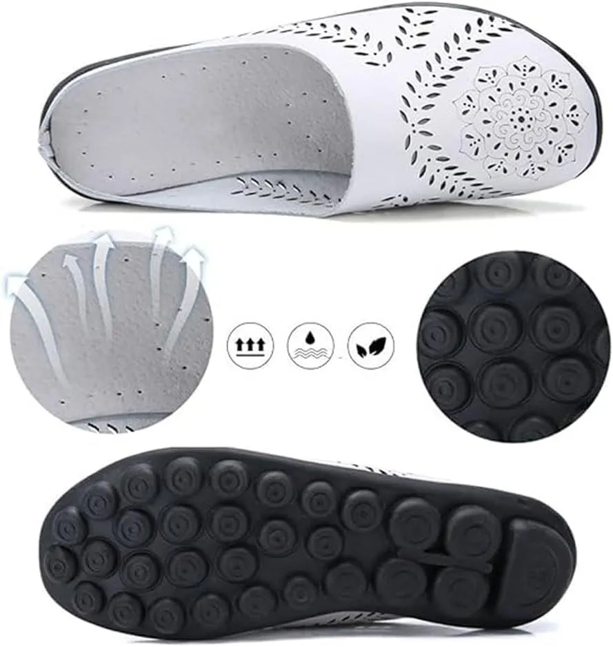 Womens Comfort Walking Flat Shoe Summer Closed Toe Breathable Mesh Loafers Sandals Hollow Out Moccasins Wild Driving Slip-on Boat Shoes