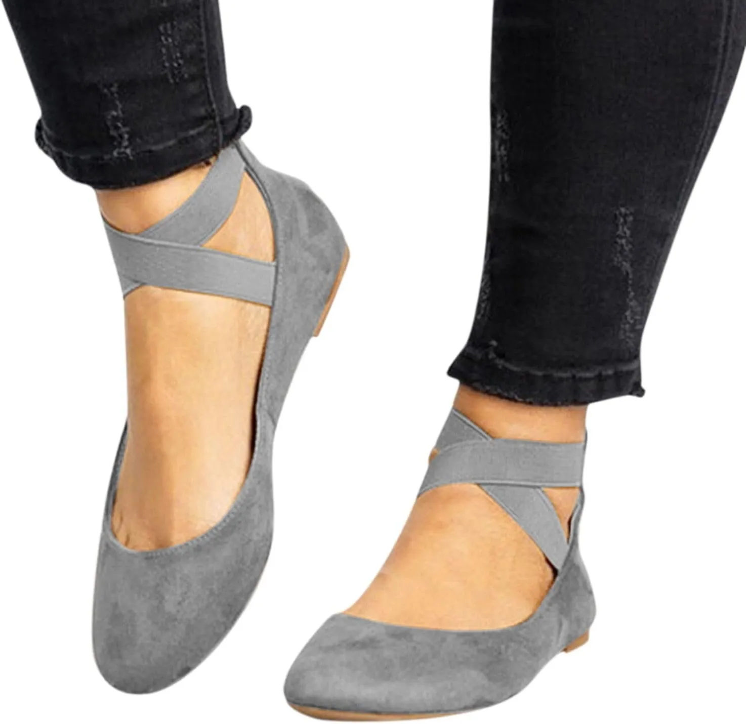 Women's Flats Shoes Round Toe Low Heels Zip Up Ankle Straps Sandals Business Shoes for Office Work Ballerina Style Flats Comfort Wear Shoe Breathable Walking Sandals for Women