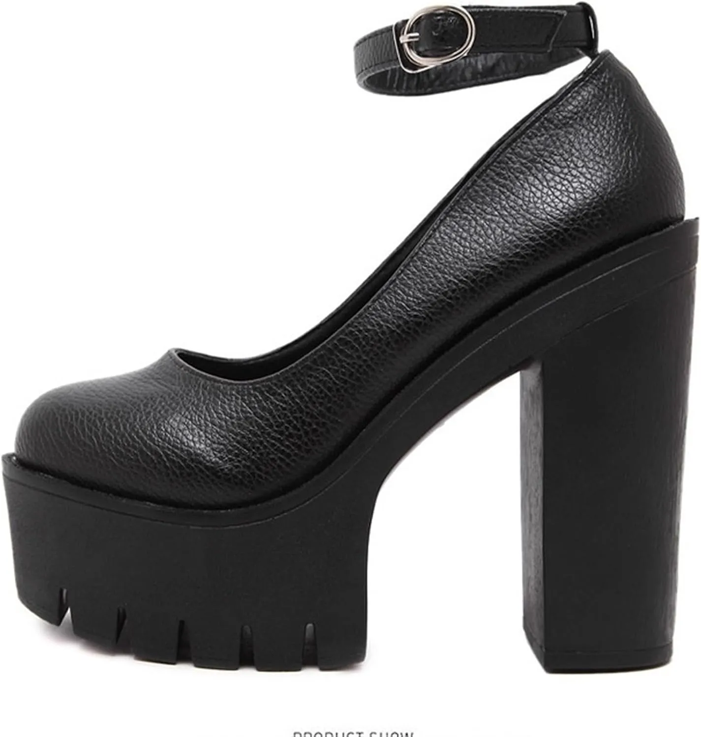 Women's High Heels,Platform High Heel Sandals One-Line Buckle Low Gang 5.5in Height Rough Heel Casual Fashion Evening Shoes Waterproof Dirt Resistant Easy to Clean Dress Sandal