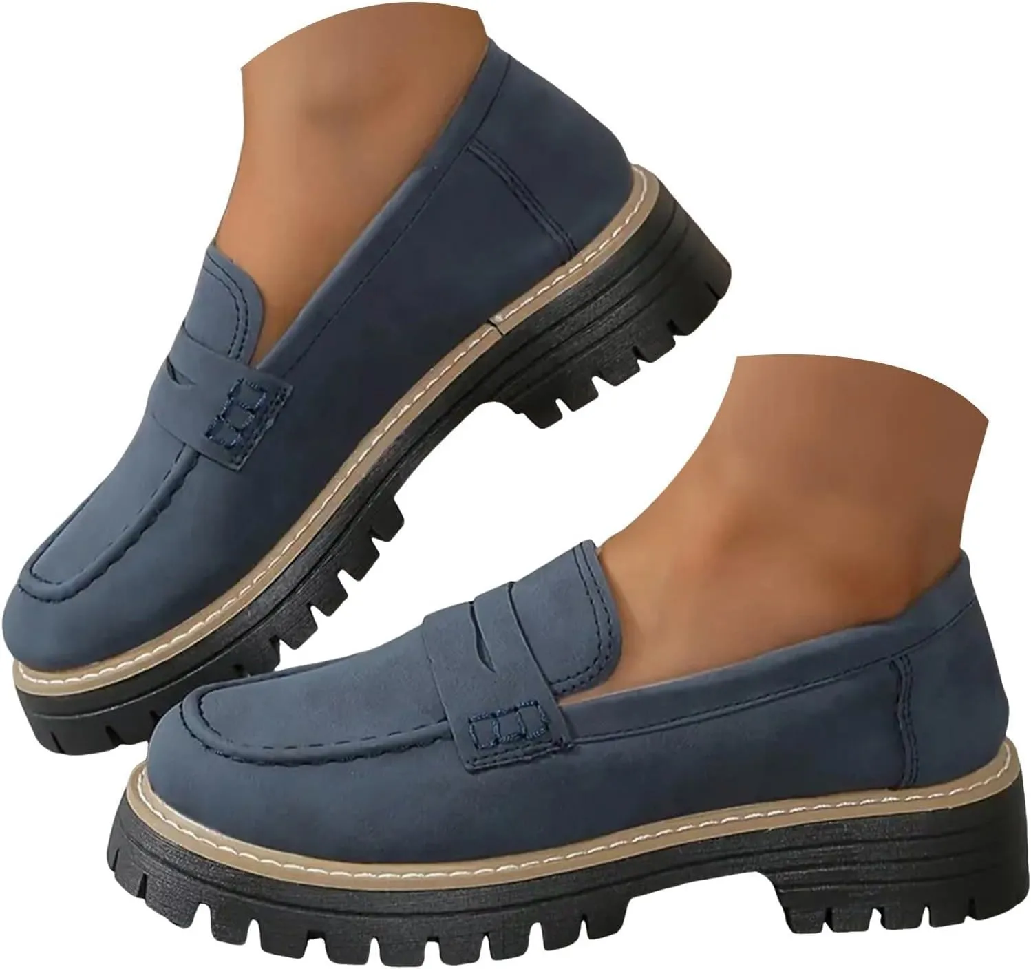 Womens Loafers Shoes Platform Chunky Penny Loafer Casual Comfortable Slip On Shoes Fashion Business Work Shoes