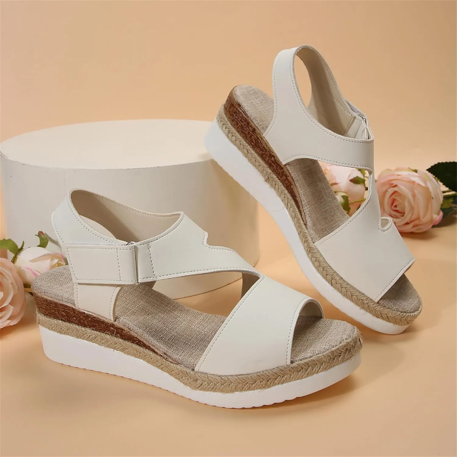 Women's Platform Sandals Wedge Ankle Strap Open Toe Sandals Espadrilles Slip on Summer Casual Fishmouth Gladiator Sandal Dress Beach Vacation Travel Fashion Trendy Shoes