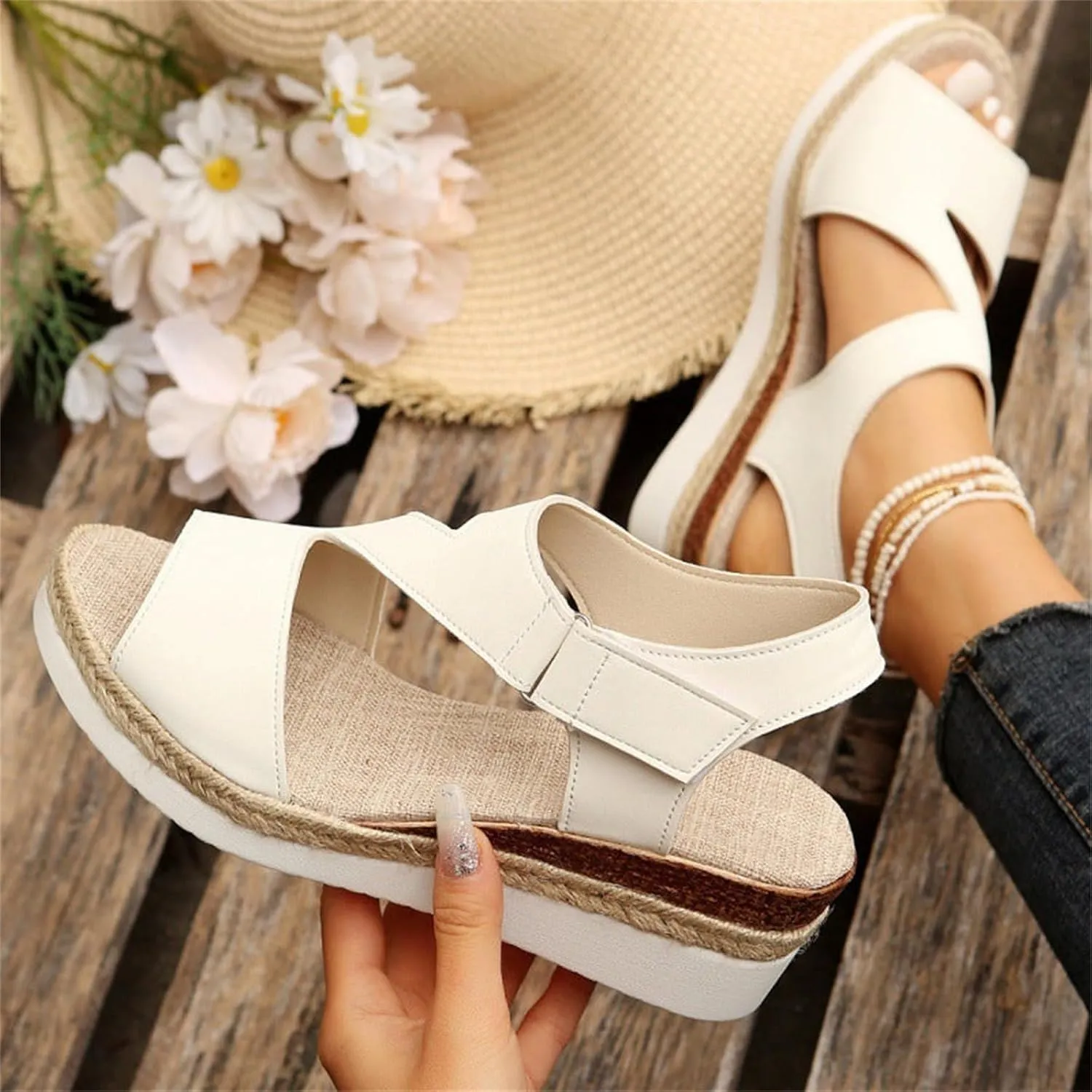 Women's Platform Sandals Wedge Ankle Strap Open Toe Sandals Espadrilles Slip on Summer Casual Fishmouth Gladiator Sandal Dress Beach Vacation Travel Fashion Trendy Shoes