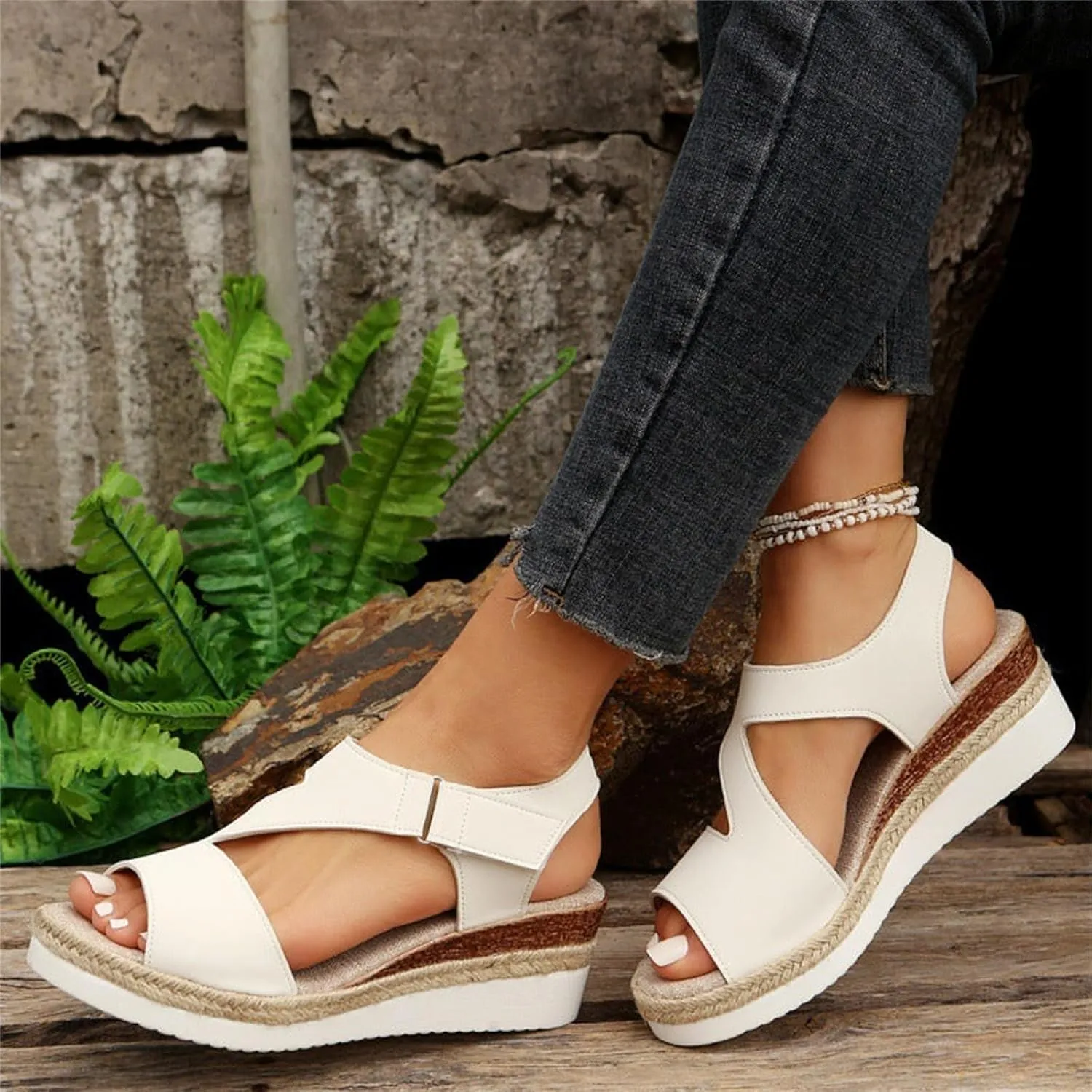 Women's Platform Sandals Wedge Ankle Strap Open Toe Sandals Espadrilles Slip on Summer Casual Fishmouth Gladiator Sandal Dress Beach Vacation Travel Fashion Trendy Shoes