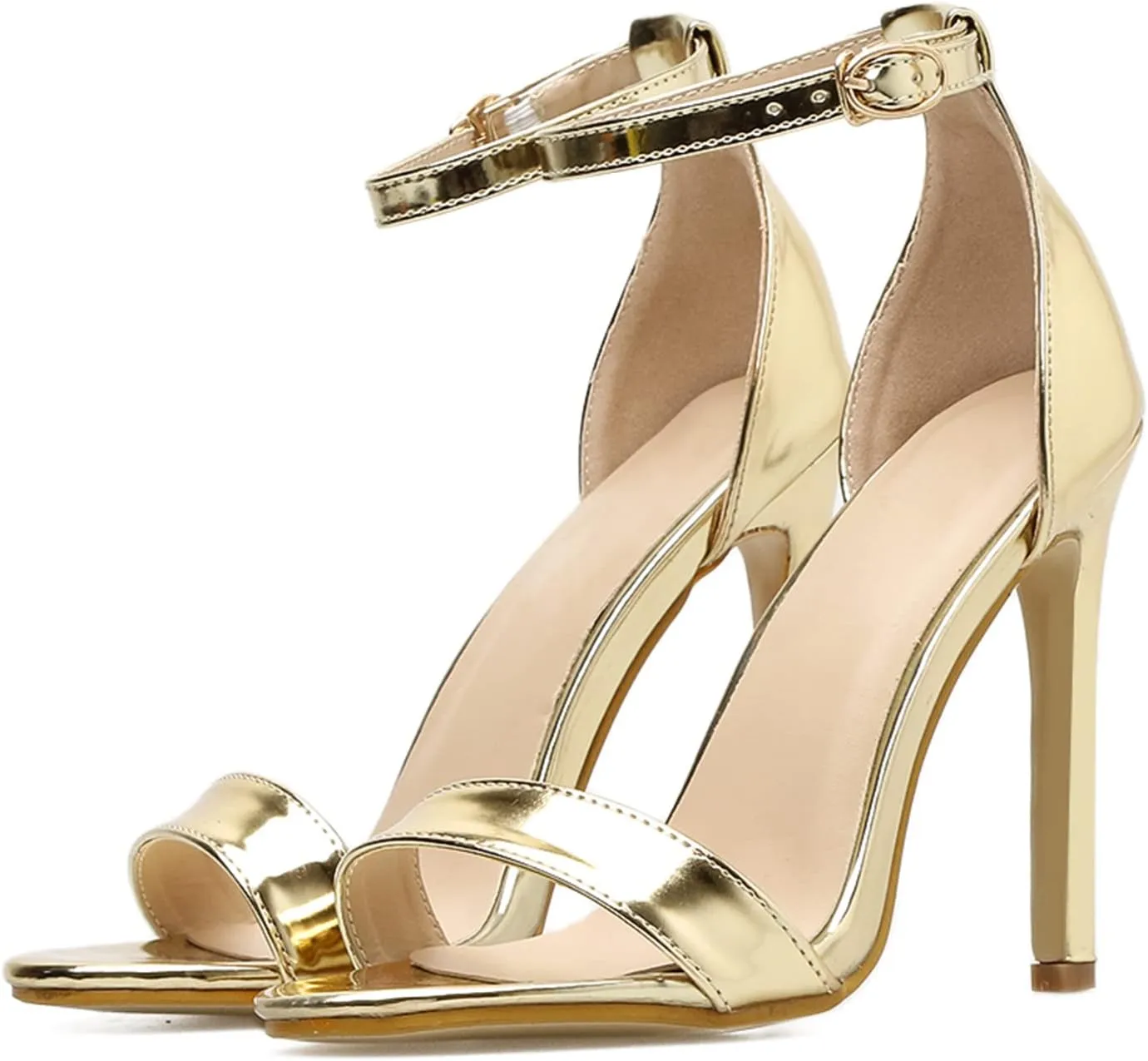 Women's Sandals Ankle Buckle Open Toe Heeled Sandals Stiletto Heels Sandals Womens Slide Sandals Summer Shoes Pumps Dress Sandals Wedding Shoes Party Shoes High Heel Sandals,Gold,37