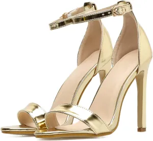Women's Sandals Ankle Buckle Open Toe Heeled Sandals Stiletto Heels Sandals Womens Slide Sandals Summer Shoes Pumps Dress Sandals Wedding Shoes Party Shoes High Heel Sandals,Gold,37
