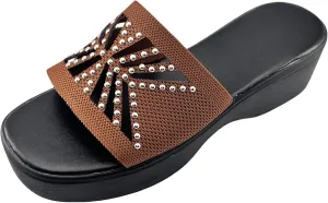 Womens Slide Sandals Plantar Fasciitis Arch Support Shoes Slip On Open Toe Thick Cushion Slippers Boho Beach Sandal Summer Walking Sandals Comfortable Casual Shoes Yoga Mat Shoe