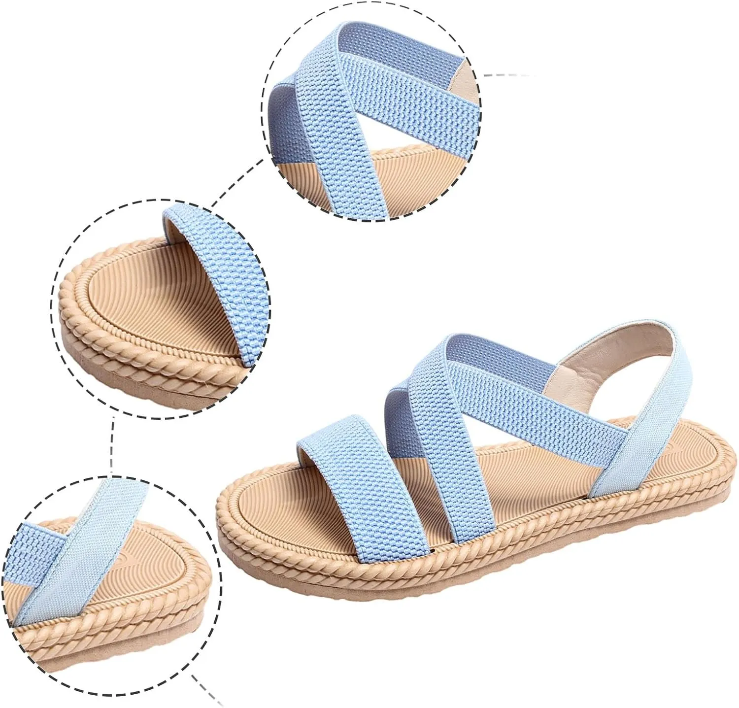 Women's Summer Fashion Open Toed Sandals With Elastic Temperament Breathable Shoes Sneaker Sandal