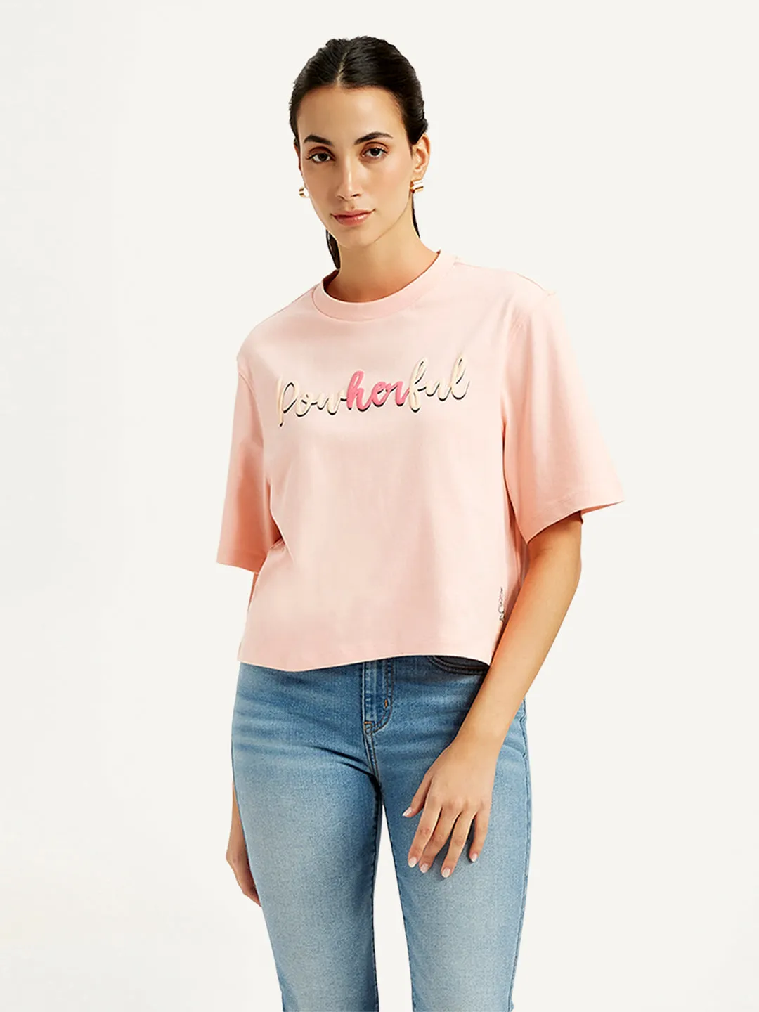 Women's Typographic Print Relaxed Fit T-shirt
